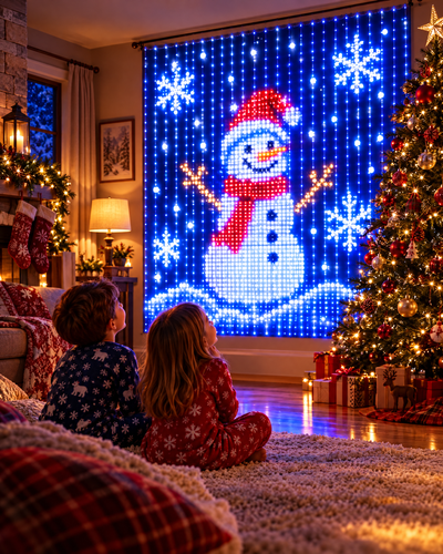 Snowman display in a living room